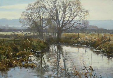 Winter Grazers near Gretton by Peter Barker pastel